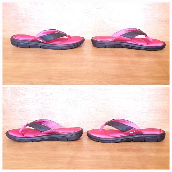 Nike Comfort Footbed Flip Flops Womens 7 Hot Pink Black Thong Sandals Athletic - Picture 5 of 9